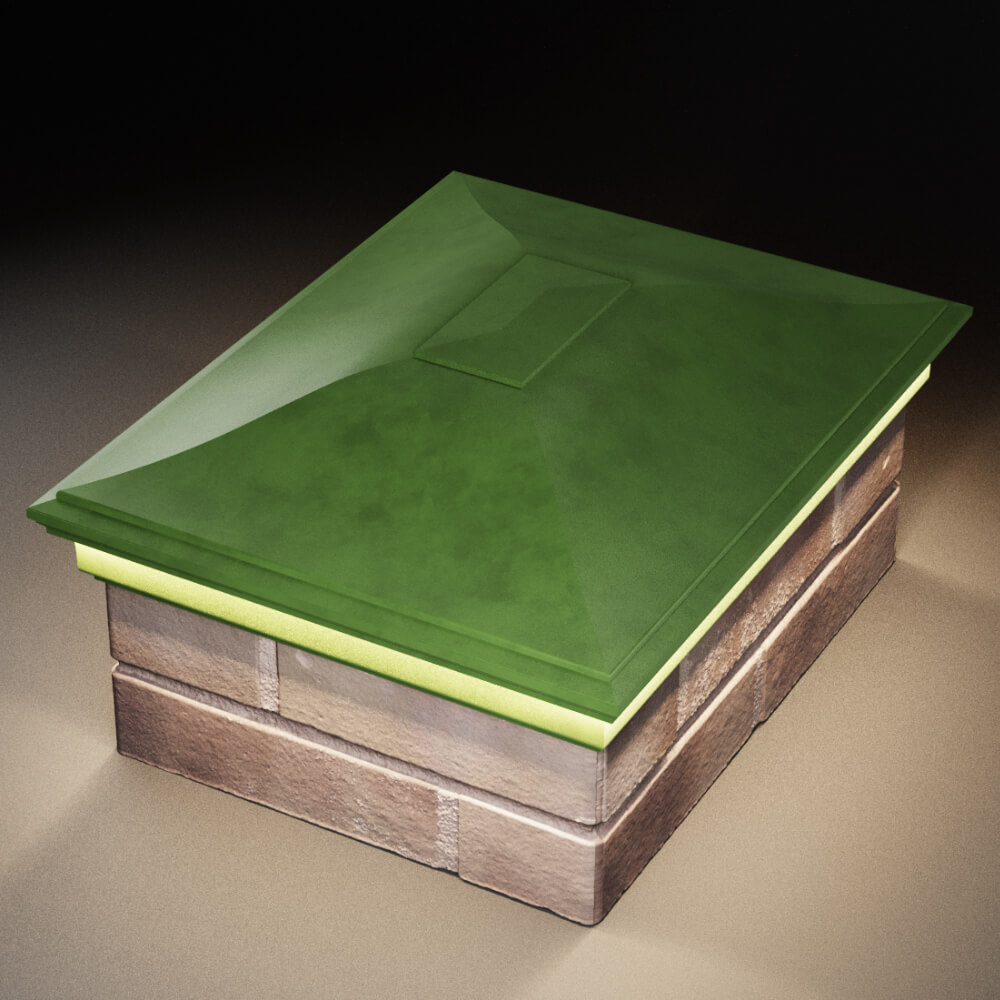 Колпак Zking Монблан Зеленый на столб 2х1.5 кирпича (515х385мм) c подсветкой в Курске фото