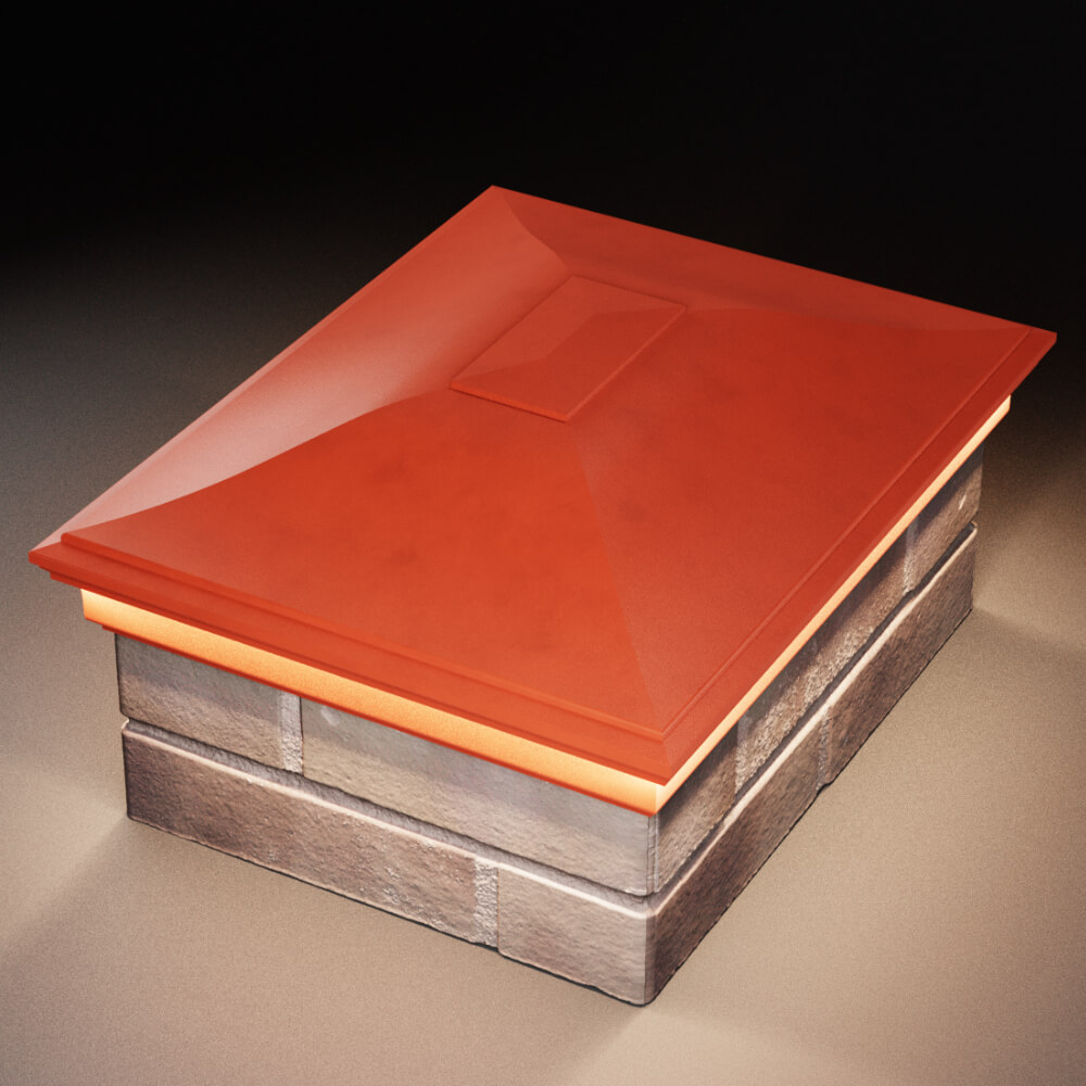 Колпак Zking Монблан Красный на столб 2х1.5 кирпича (515х385мм) c подсветкой в Курске фото