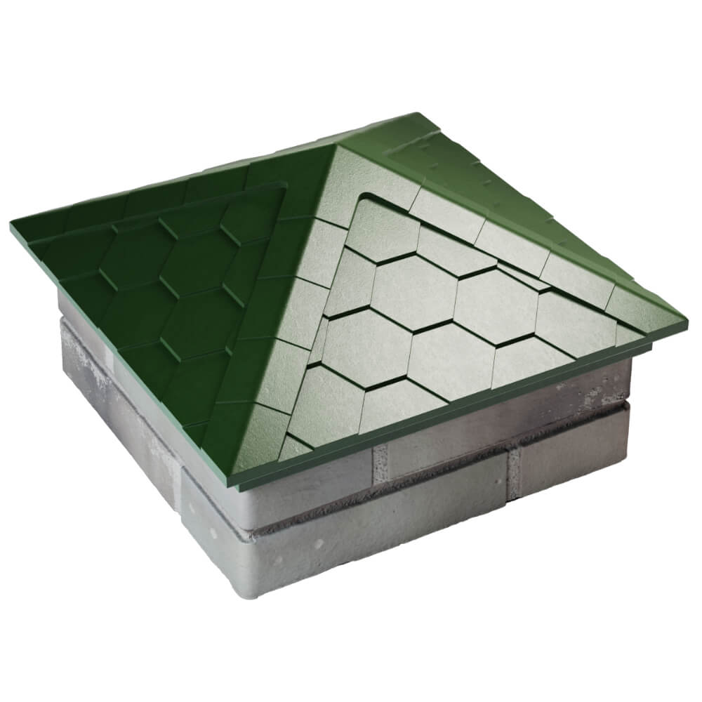 Колпак Zking Эверест Зеленый на столб 1.5х1.5 кирпича (390х390мм) в Курске фото