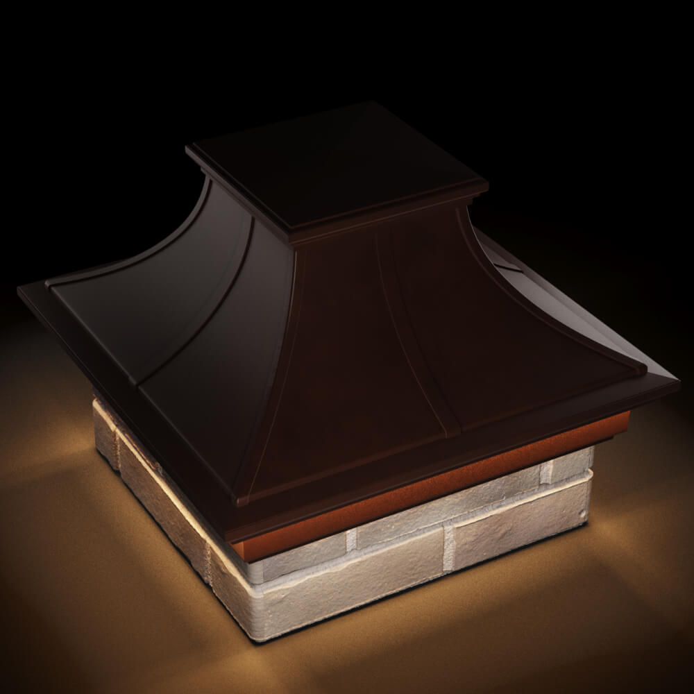 Колпак Zking Монблан Премиум Коричневый на столб 1.5х1.5 кирпича (385х385мм) с подсветкой в Курске фото