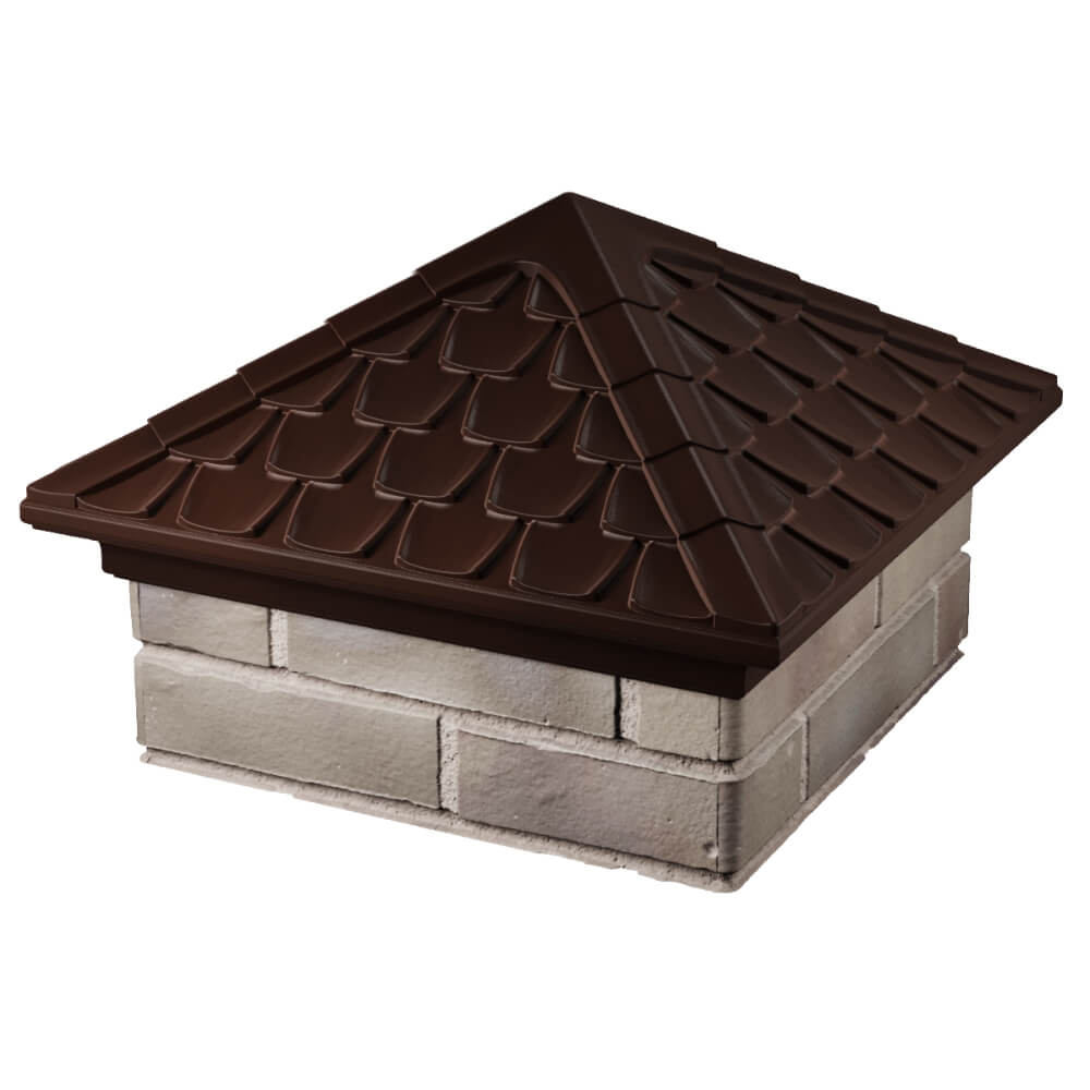 Колпак Zking Эльбрус Коричневый на столб 1.5х1.5 кирпича (385х385мм) в Курске фото