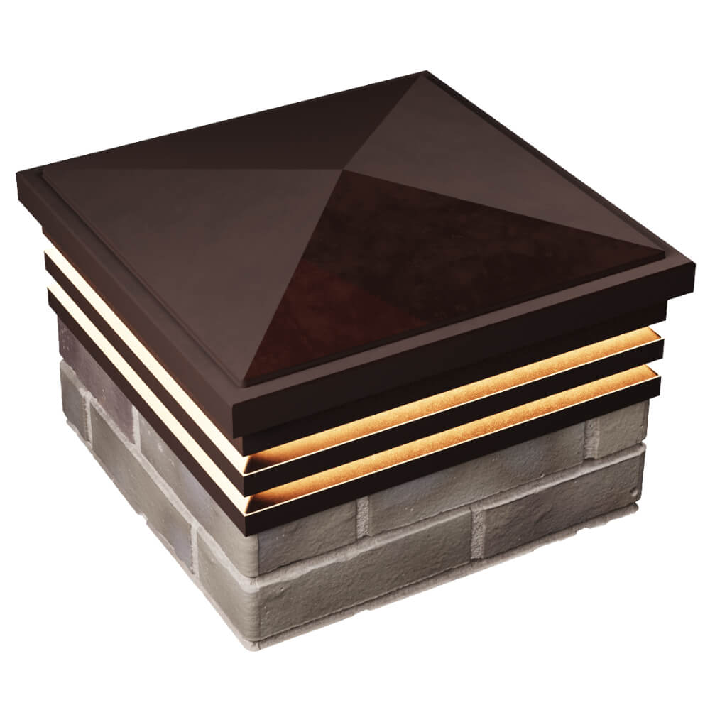 Колпак Zking Бона ХайТек Коричневый на столб 1.5х1.5 кирпича (385х385мм) с подсветкой в Курске фото