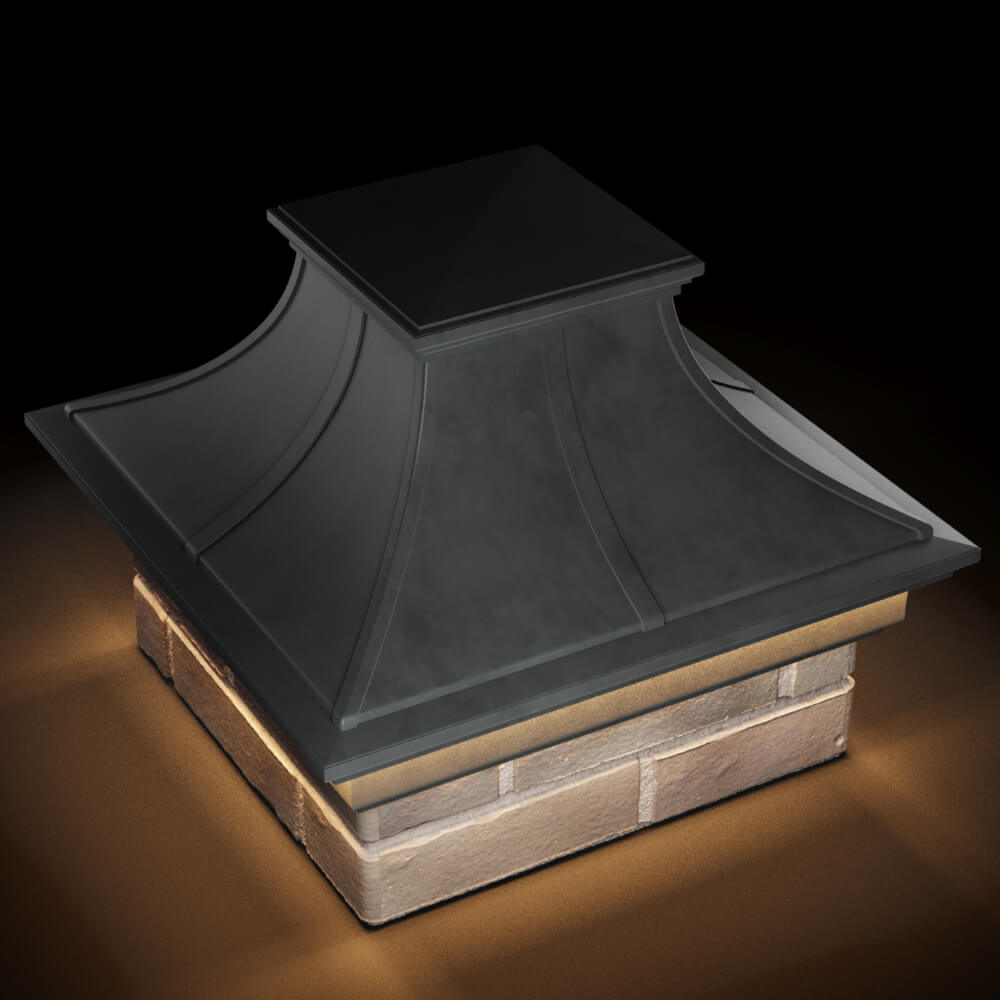 Колпак Zking Монблан Премиум Серый на столб 1.5х1.5 кирпича (385х385мм) с подсветкой в Курске фото