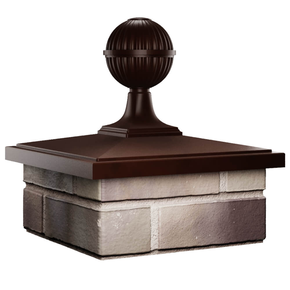 Колпак Zking БонаМоно Коричневый с шаром на столб 1.5х1.5 кирпича (385х385, 400х400мм) в сборе в Курске фото