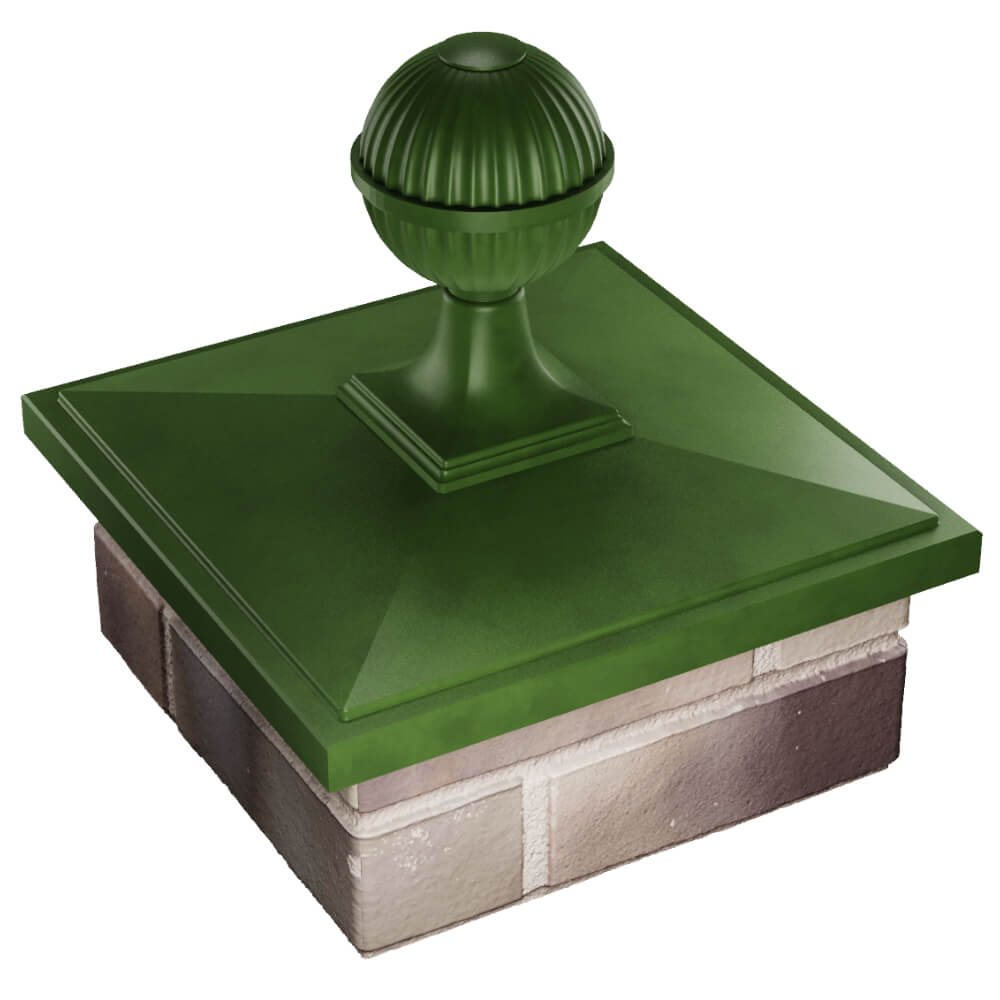 Колпак Zking БонаМоно Зеленый с шаром на столб 1.5х1.5 кирпича (385х385, 400х400мм) в сборе в Курске фото