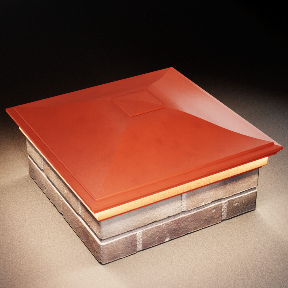 Колпак Zking Монблан Красный на столб 2х2 кирпича (515х515мм) c подсветкой в Курске фото