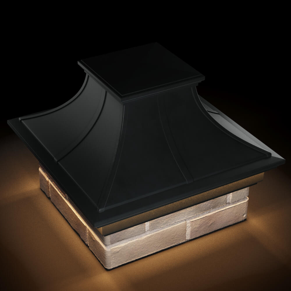 Колпак Zking Монблан Премиум Черный на столб 1.5х1.5 кирпича (385х385мм) с подсветкой в Курске фото