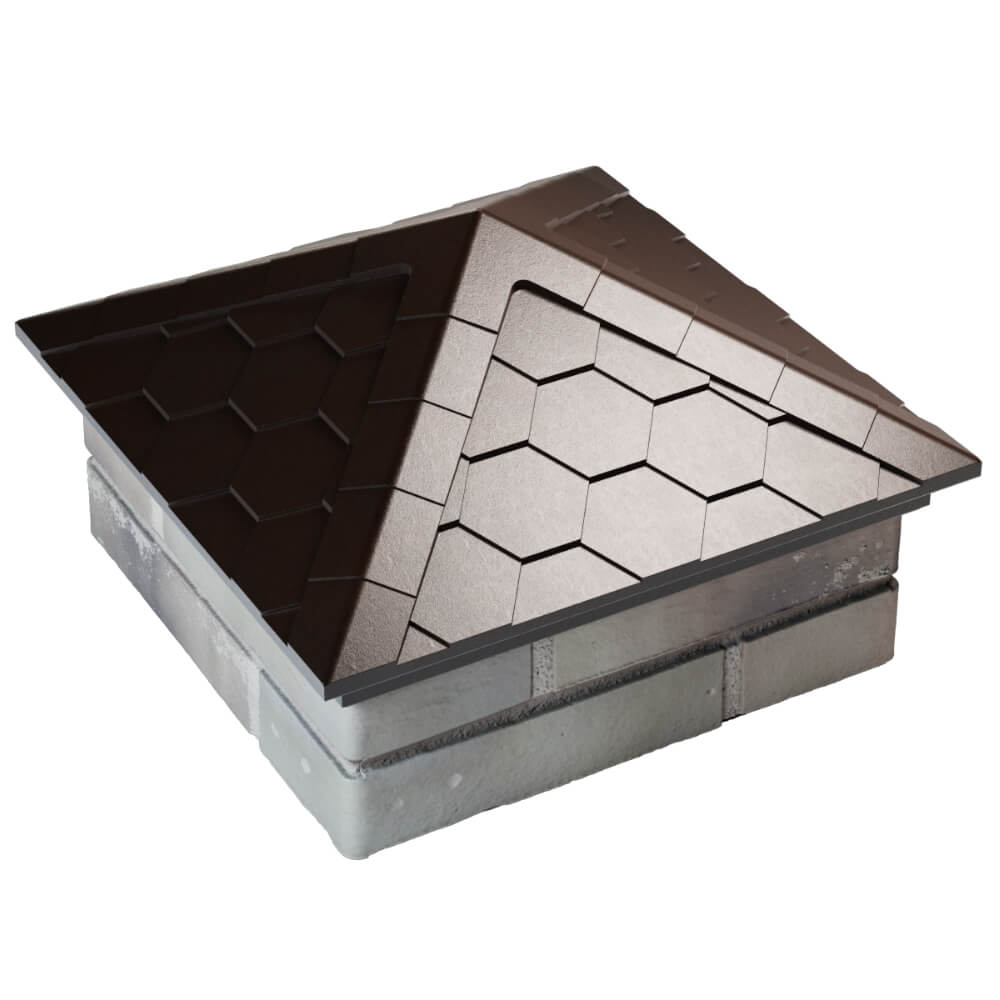 Колпак Zking Эверест Коричневый на столб 1.5х1.5 кирпича (390х390мм) в Курске фото