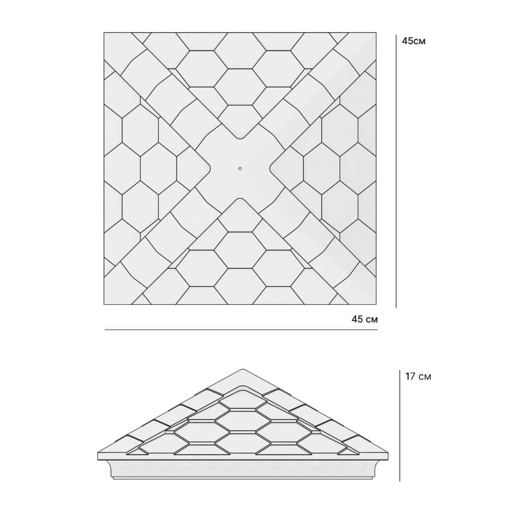Колпак Zking Эверест Серый на столб 1.5х1.5 кирпича (390х390мм) в Курске фото