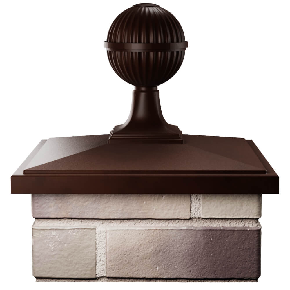 Колпак Zking БонаМоно Коричневый с шаром на столб 1.5х1.5 кирпича (385х385, 400х400мм) в сборе Курск фото