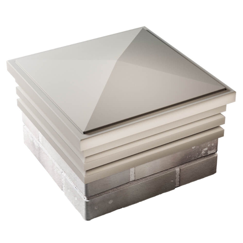 Колпак Zking Бона ХайТек Бежевый на столб 1.5х1.5 кирпича (385х385мм)