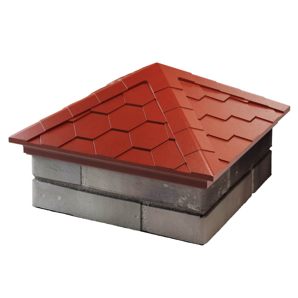 Колпак Zking Эверест Красный на столб 1.5х1.5 кирпича (390х390мм) в Курске фото