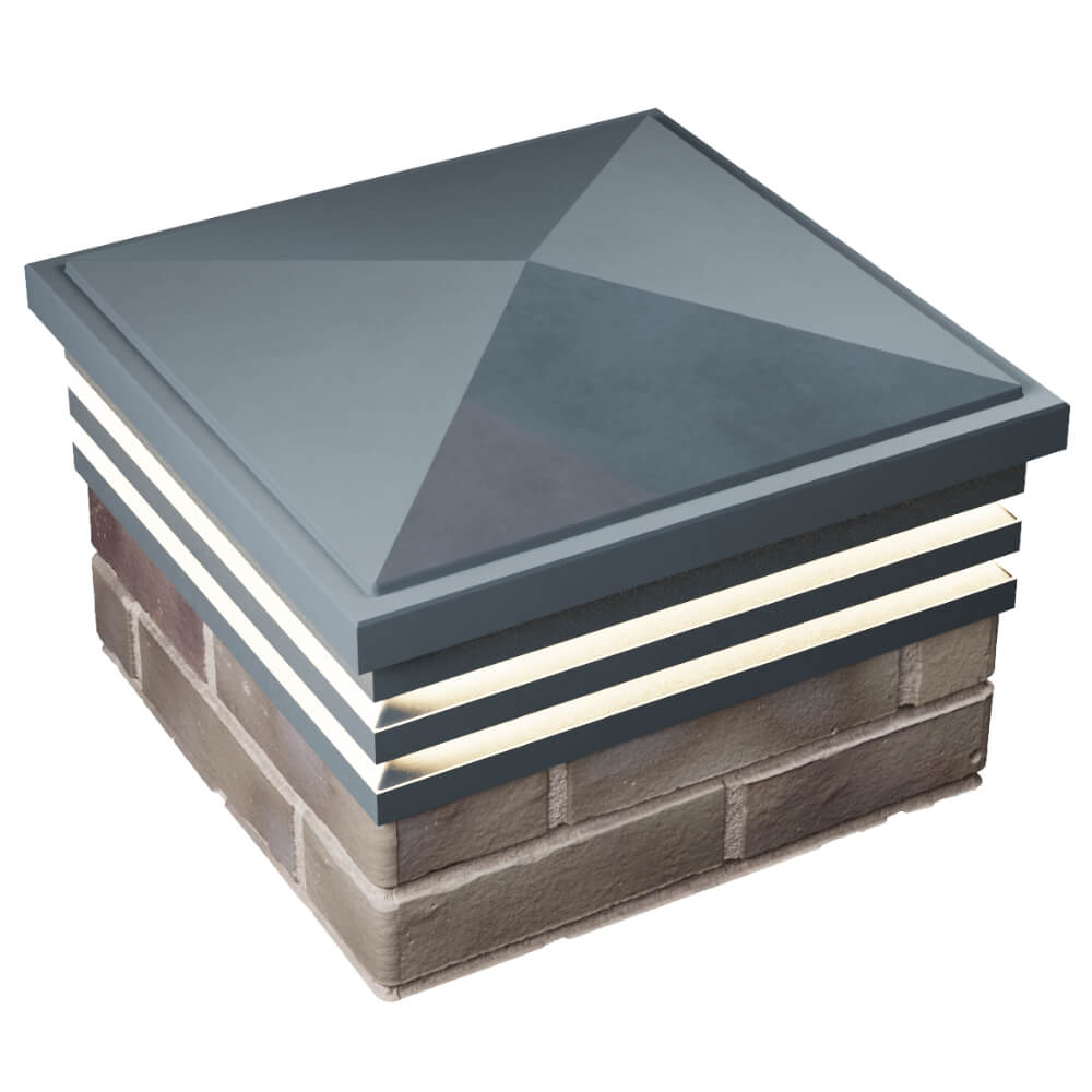 Колпак Zking Бона ХайТек Серый на столб 1.5х1.5 кирпича (385х385мм) с подсветкой в Курске фото