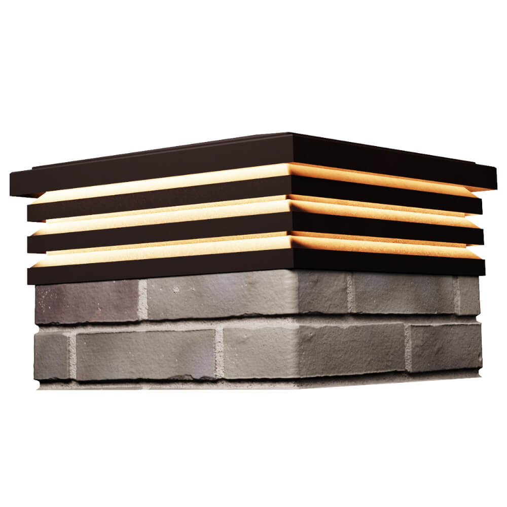 Колпак Zking Бона ХайТек Коричневый на столб 1.5х1.5 кирпича (385х385мм) с подсветкой в Курске фото