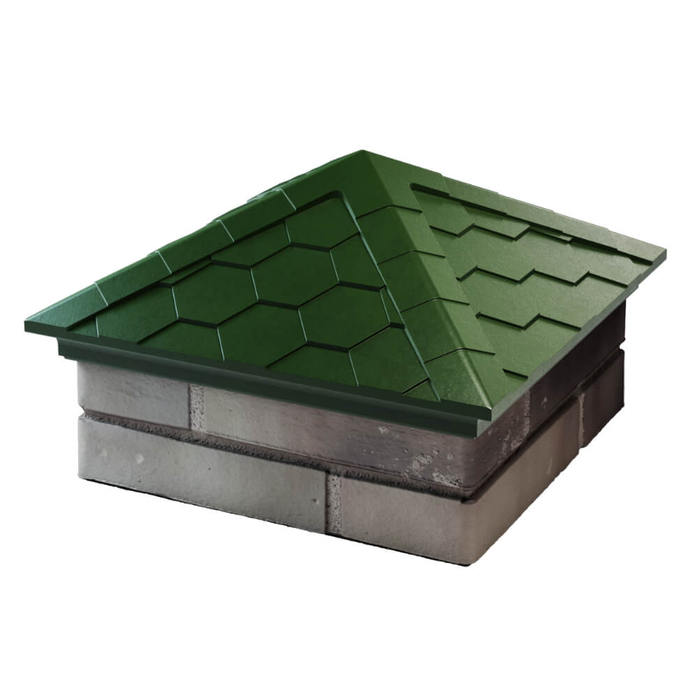 Колпак Zking Эверест Зеленый на столб 1.5х1.5 кирпича (390х390мм) в Курске фото