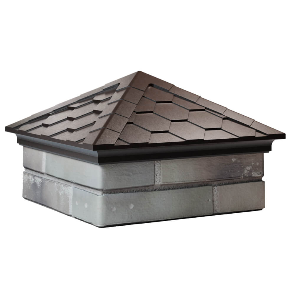 Колпак Zking Эверест Коричневый на столб 1.5х1.5 кирпича (390х390мм) в Курске фото