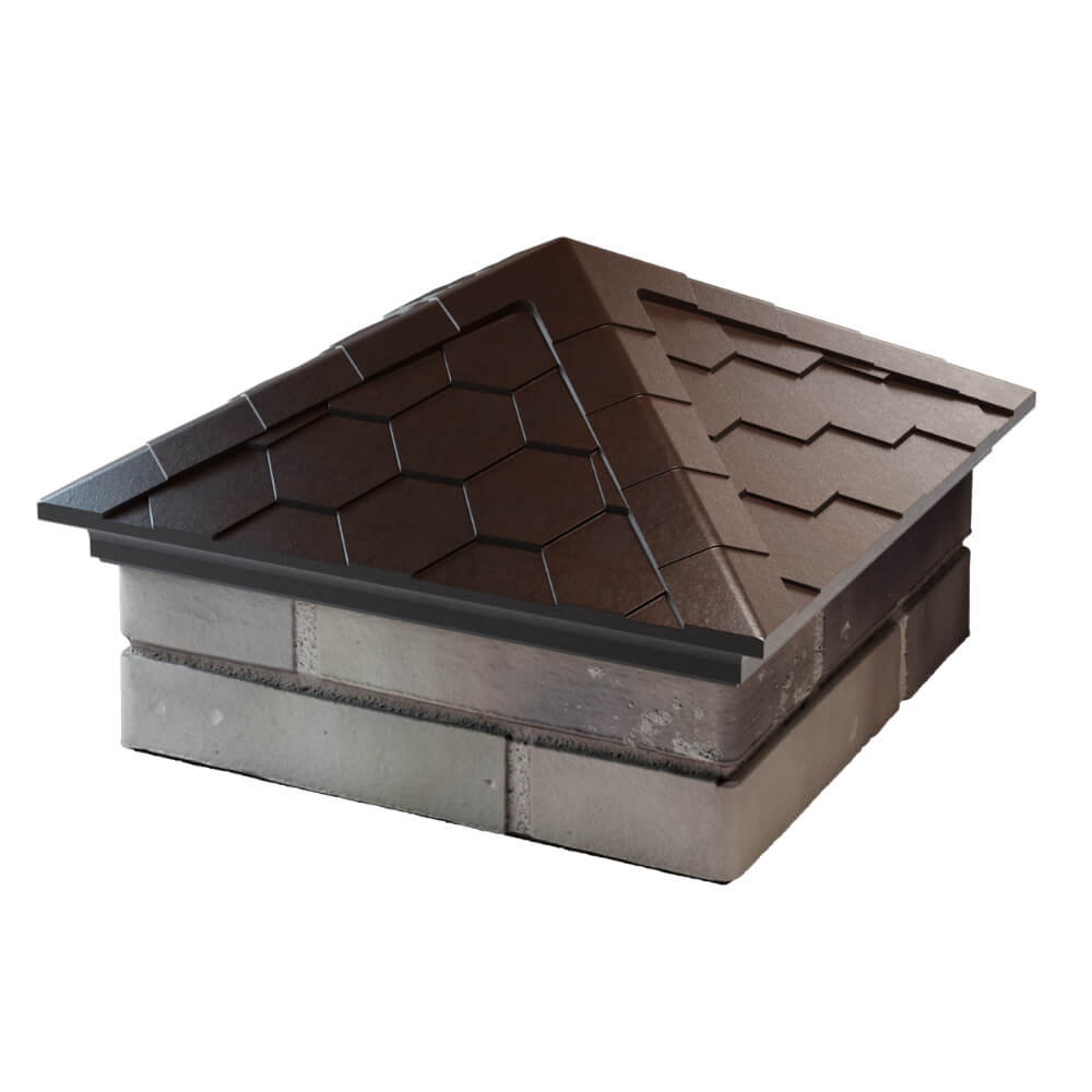 Колпак Zking Эверест Коричневый на столб 1.5х1.5 кирпича (390х390мм) в Курске фото