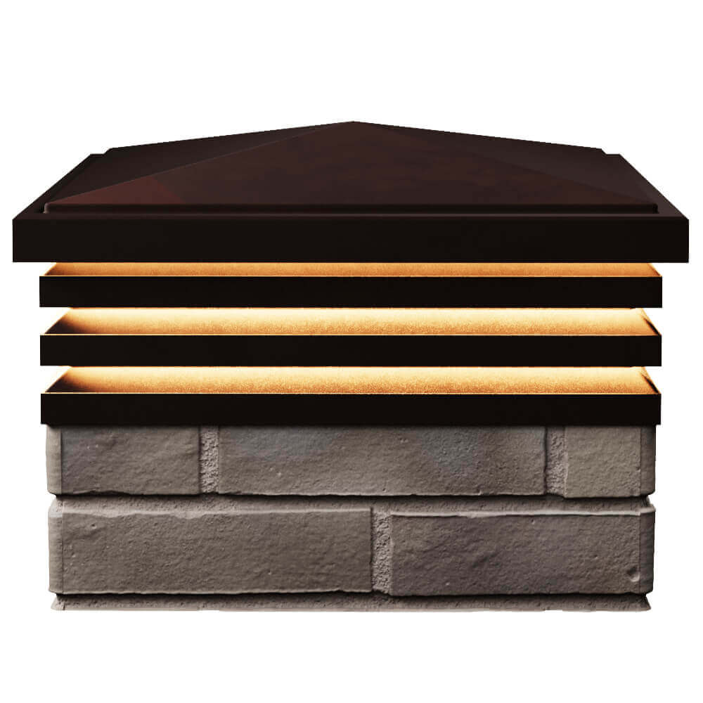 Колпак Zking Бона ХайТек Коричневый на столб 1.5х1.5 кирпича (385х385мм) с подсветкой в Курске фото